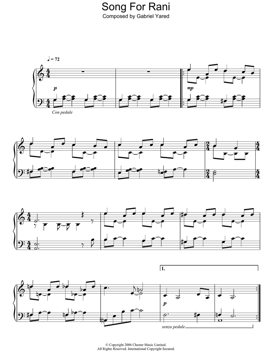 Song For Rani Piano Solo scores gallery preview page 1