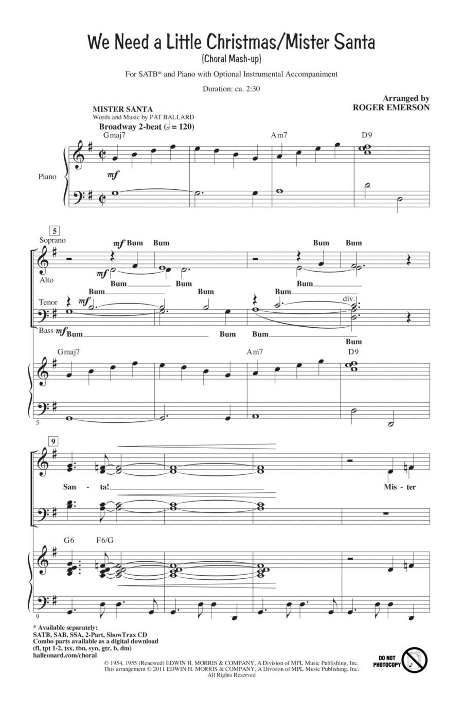 We Need A Little Christmas / Mister Santa 4-Part scores gallery preview page 1
