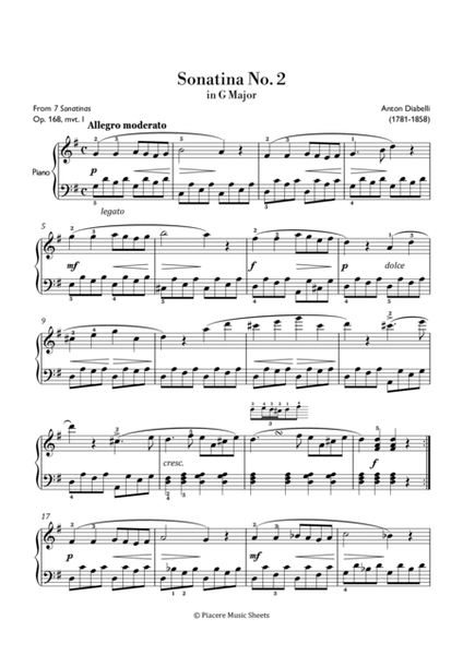 Diabelli - Allegro moderato from Sonatina No. 2 in G Major - Intermediate image number null