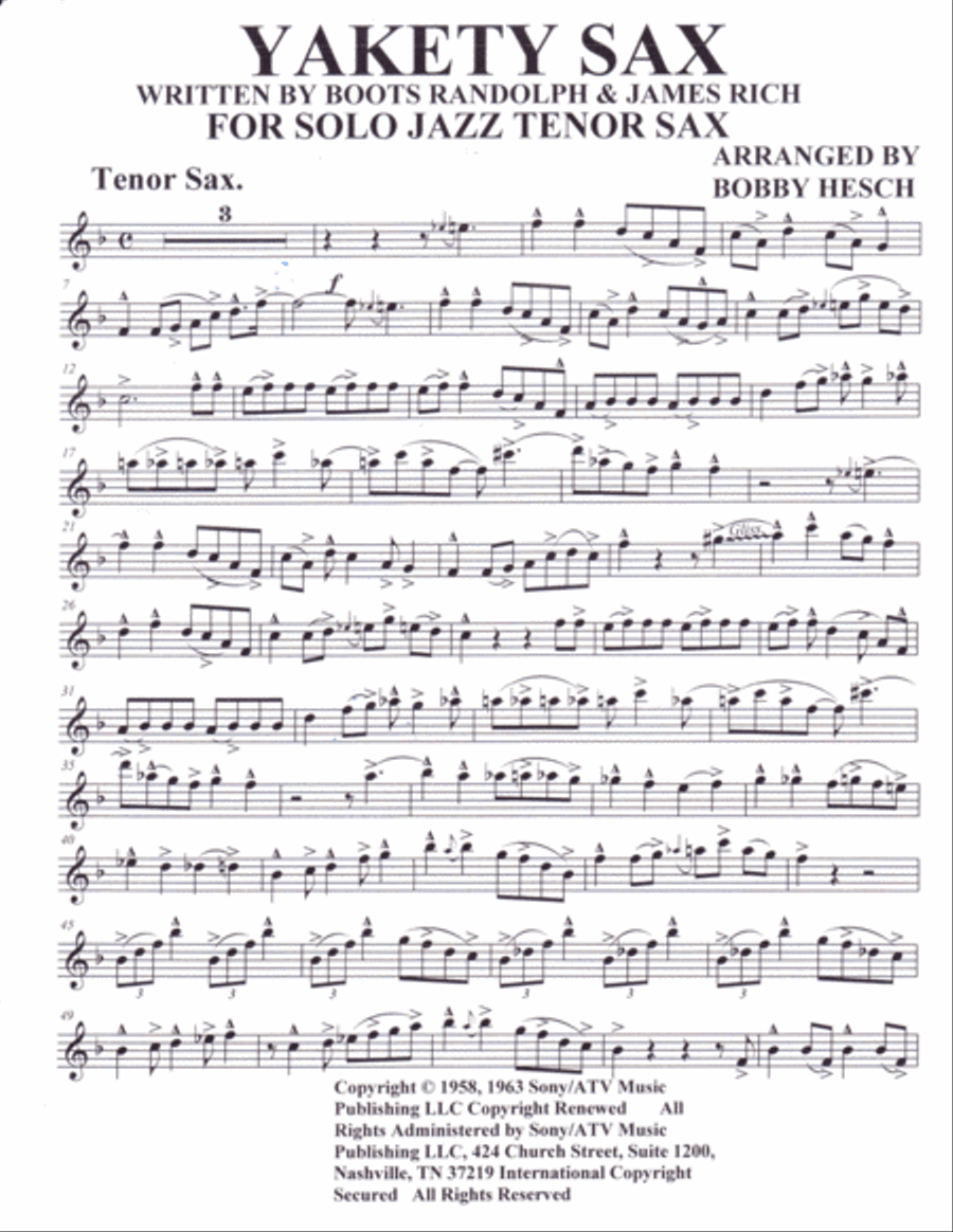 Yakety Sax Tenor Saxophone scores gallery preview page 2