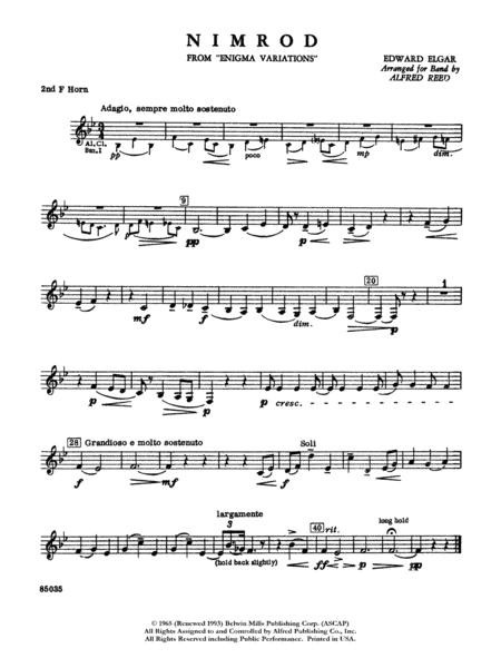 Nimrod (from Elgar's Variations): 2nd F Horn