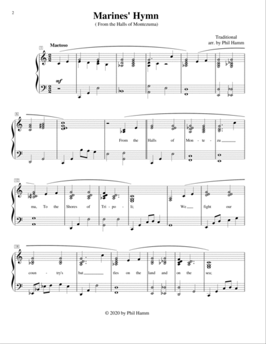 Marines' Hymn (From The Halls of Montezuma) Piano Method scores gallery preview page 2