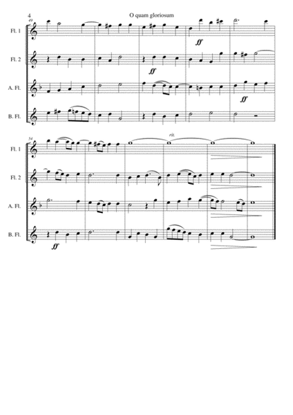 O quam gloriosum (Oh how glorious) for flute quartet image number null