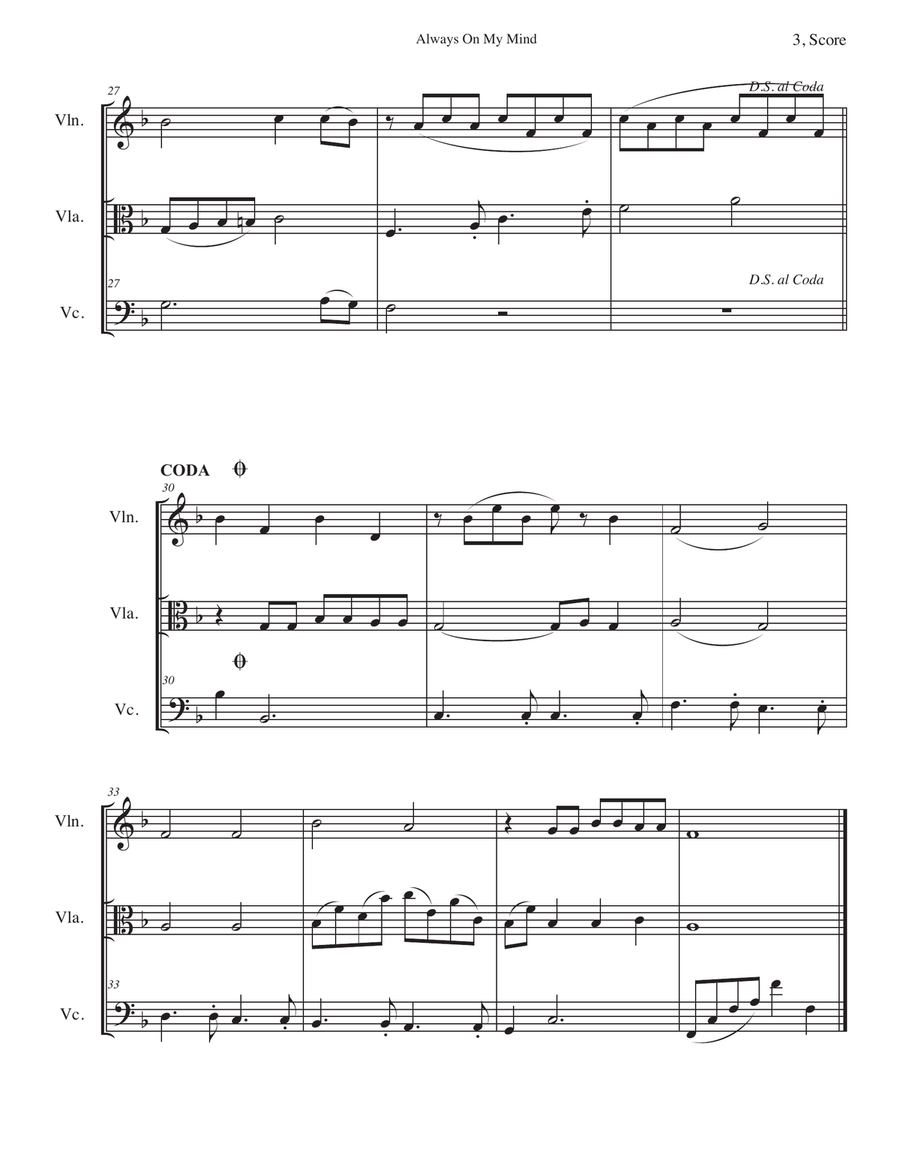 Always On My Mind String Trio scores gallery preview page 3