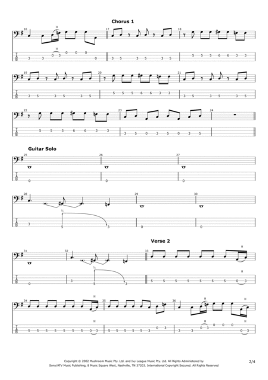 Get Free Bass Guitar scores gallery preview page 2