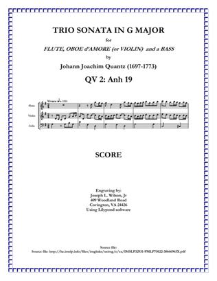 Book cover for Quantz Trio Sonata in G Major QV 2: Anh 19