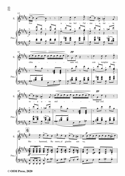 Verdi-Nel giardin del bello saracin ostello,in B Major,for Voice and Piano