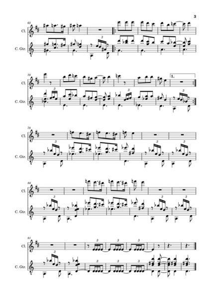 Spanish Popular Song - Anda Jaleo. Arrangement for Clarinet and Classical Guitar. Score and Parts image number null