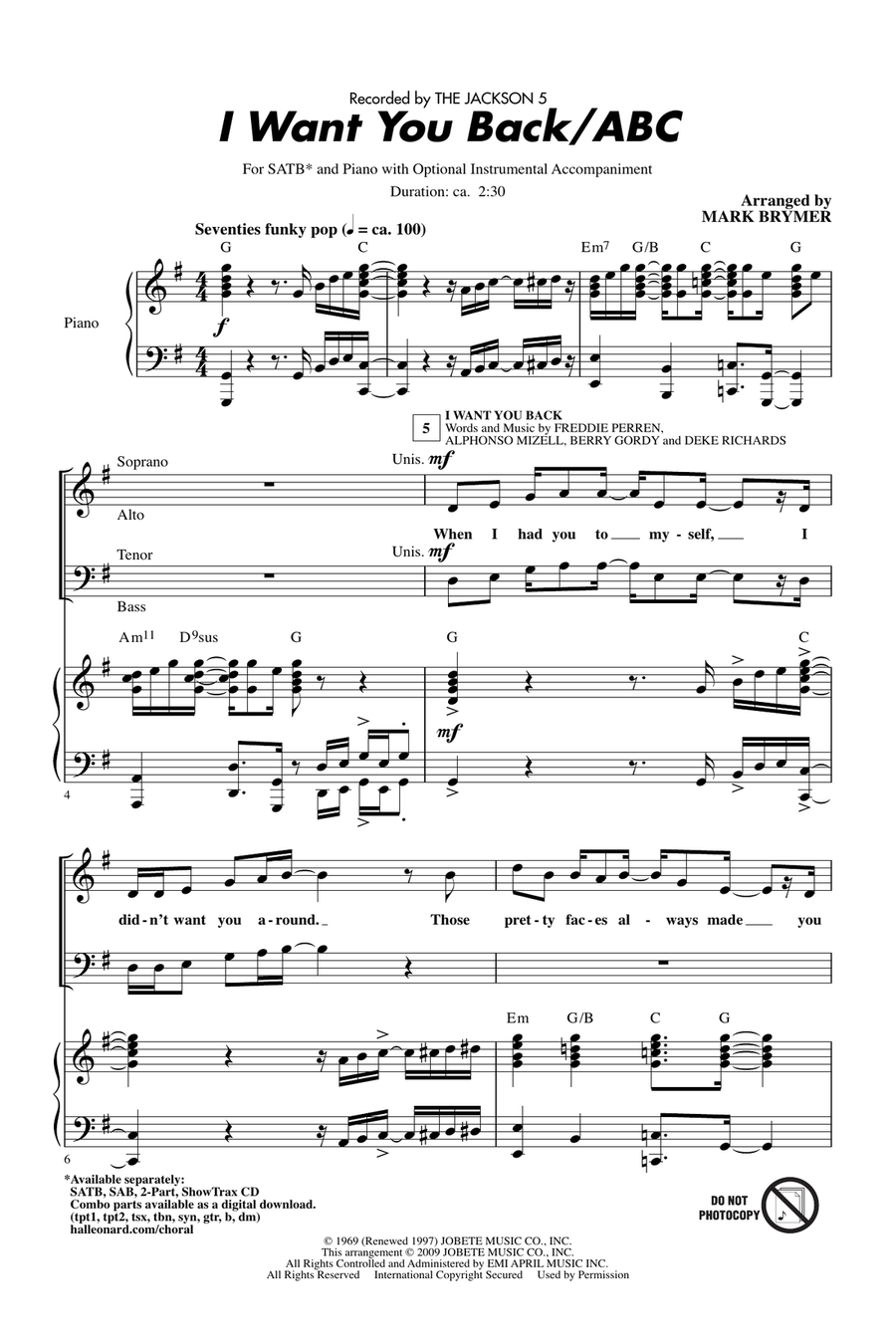 I Want You Back / ABC (arr. Mark Brymer)