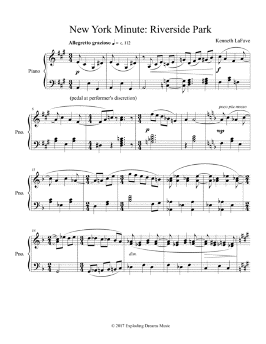 New York Minute: Riverside Park Piano Solo scores gallery preview page 1