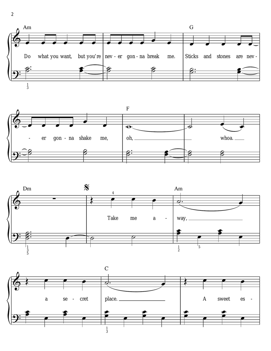 Pocketful Of Sunshine Easy Piano scores gallery preview page 2
