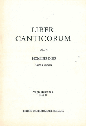 Book cover for Hominis Dies Op.158a - Liber Canticorum Va