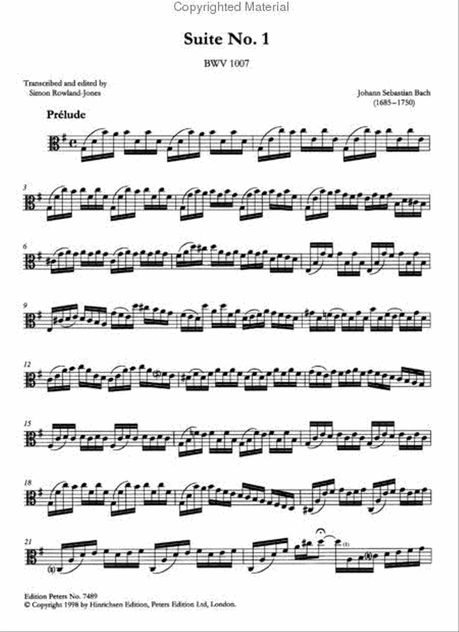 Suites (Sonatas) - Arranged For Viola Solo