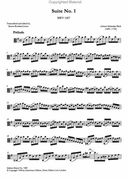 Suites (Sonatas) - Arranged For Viola Solo