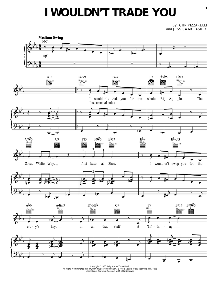 I Wouldn't Trade You I Wouldn't Trade You Piano, Vocal, Guitar scores gallery preview page 1