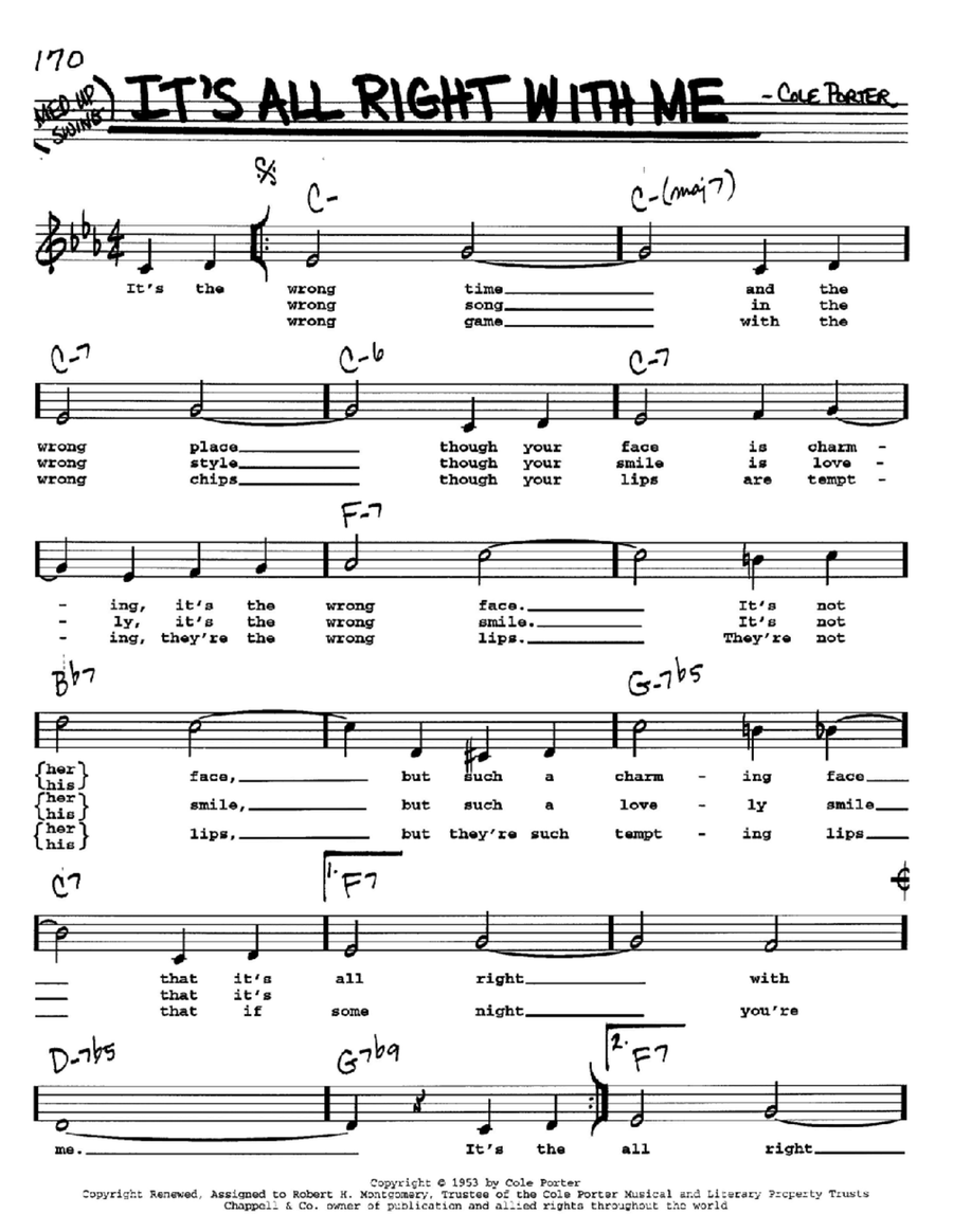 It's All Right With Me It's All Right With Me Voice scores gallery preview page 1