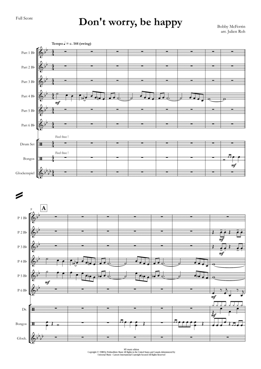 Don't Worry, Be Happy Don't Worry, Be Happy Concert Band scores gallery preview page 1