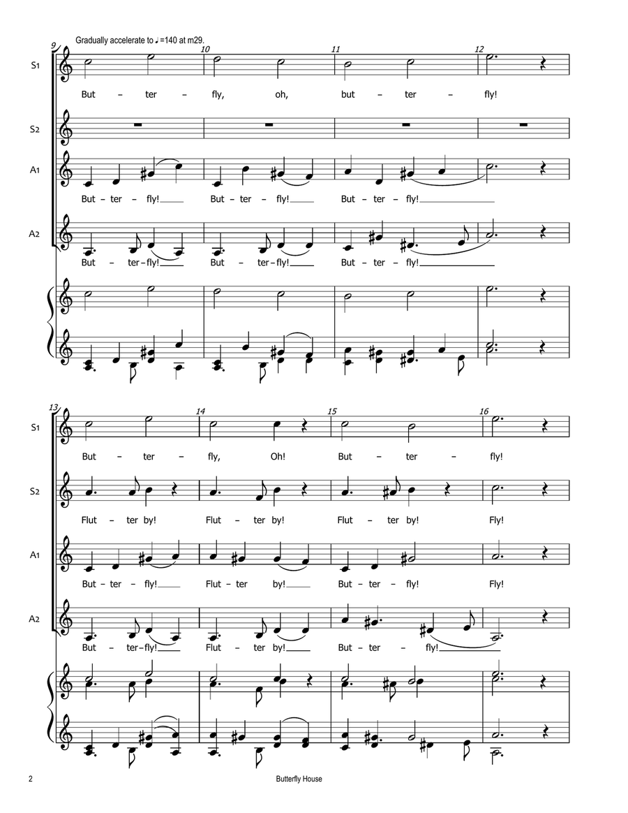 Butterfly House (Lepidopterium) SSAA Acapella SSAA scores gallery preview page 3