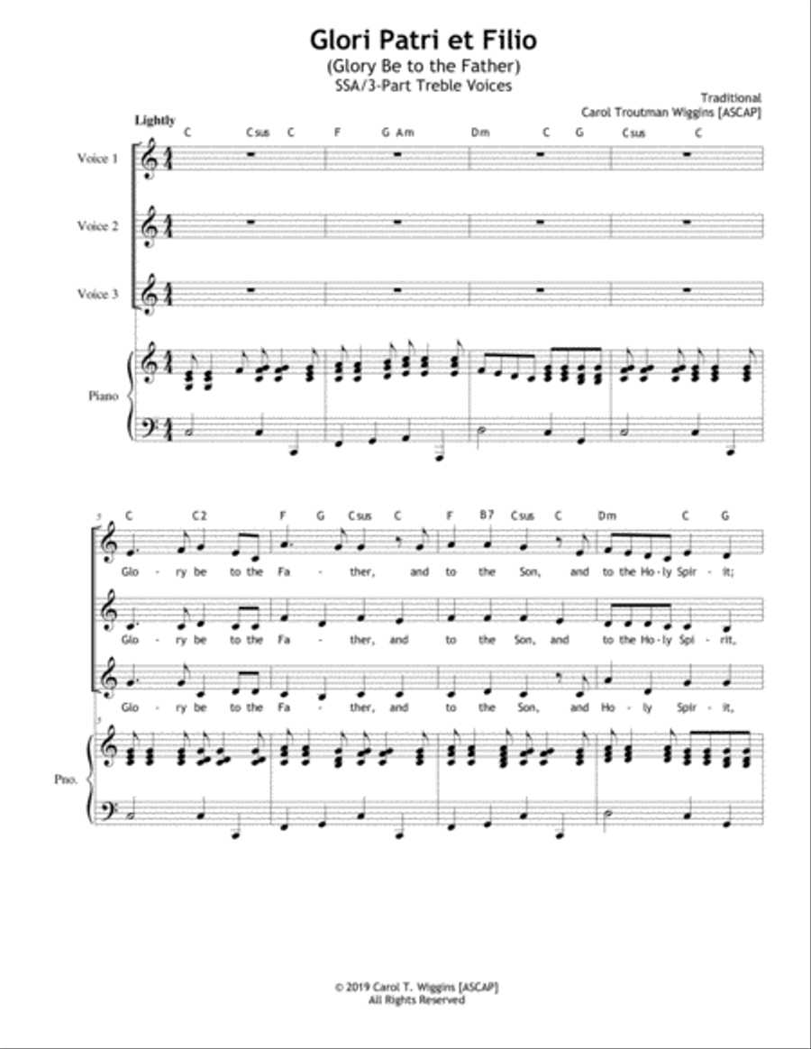 Gloria Patri et Filio (SSA/3-Part Treble Voices) SSA scores gallery preview page 1