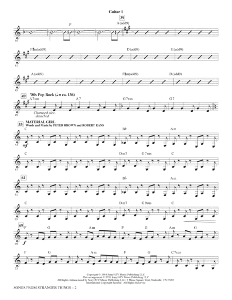 Songs from Stranger Things (arr. Alan Billingsley) - Guitar 1 Choir scores gallery preview page 2