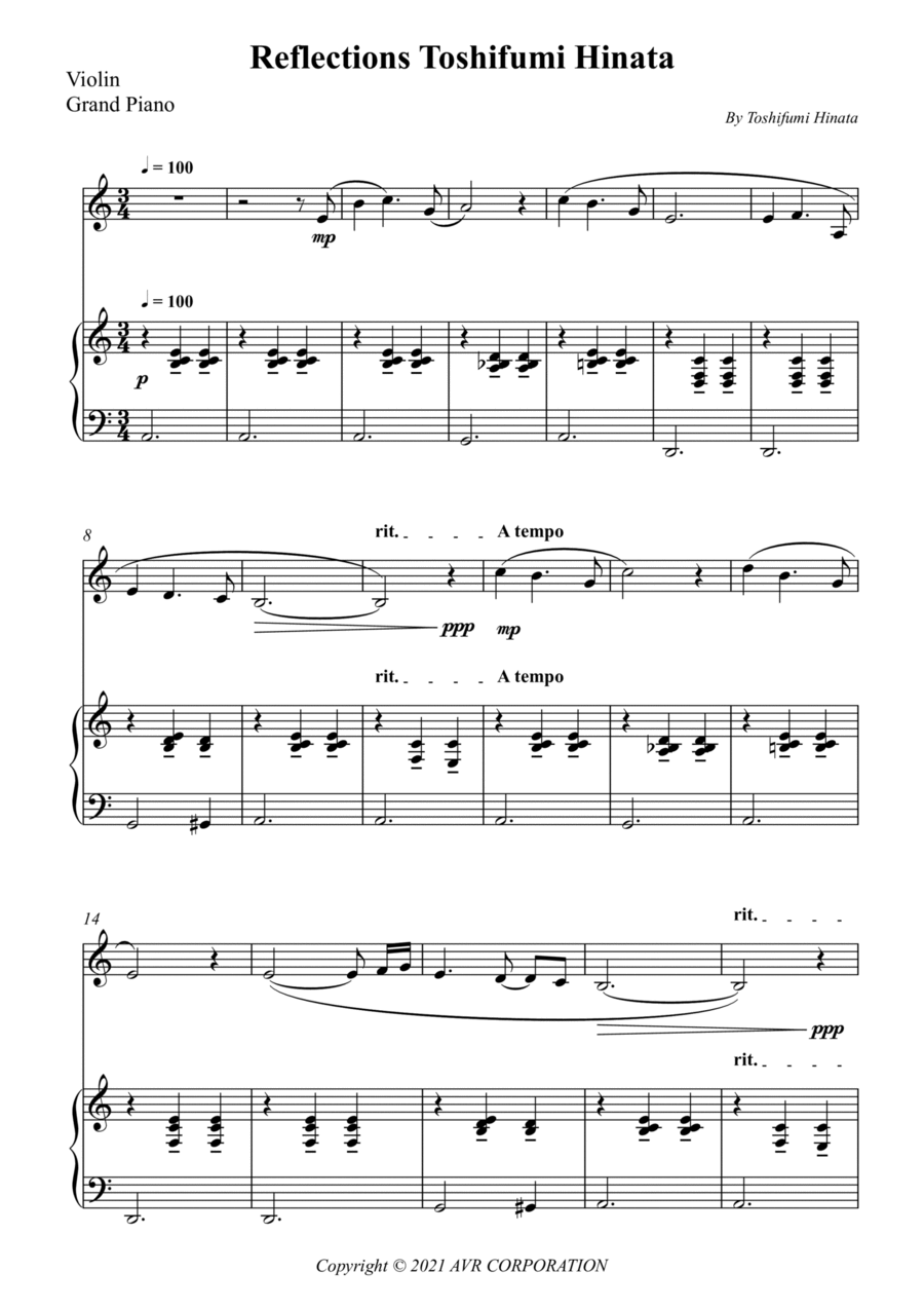 Reflections Toshifumi Hinata Violin Solo scores gallery preview page 1