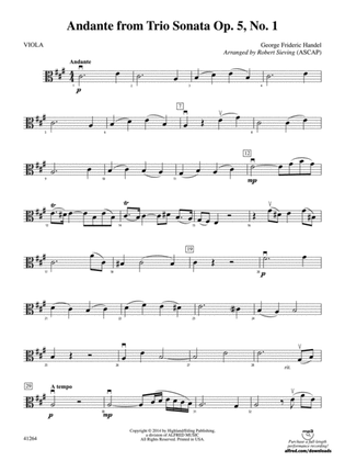 Andante from Trio Sonata Op. 5, No. 1: Viola