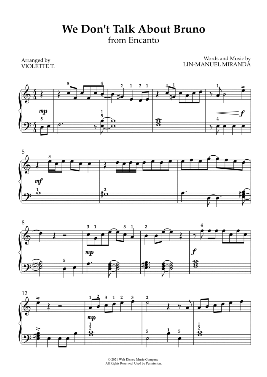 We Don't Talk About Bruno Part scores gallery preview page 1