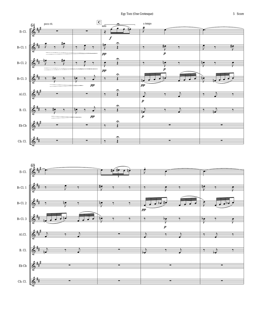 Bartok - Egy Torz (One Grotesque) for Clarinet Choir Clarinet Choir scores gallery preview page 5