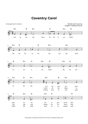 Coventry Carol (Key of E Minor)