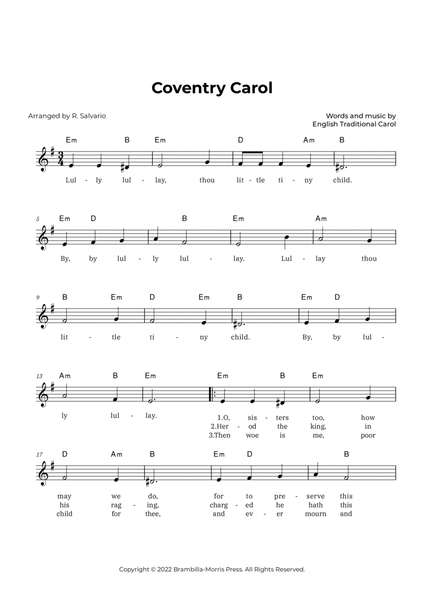 Coventry Carol (Key of E Minor) image number null