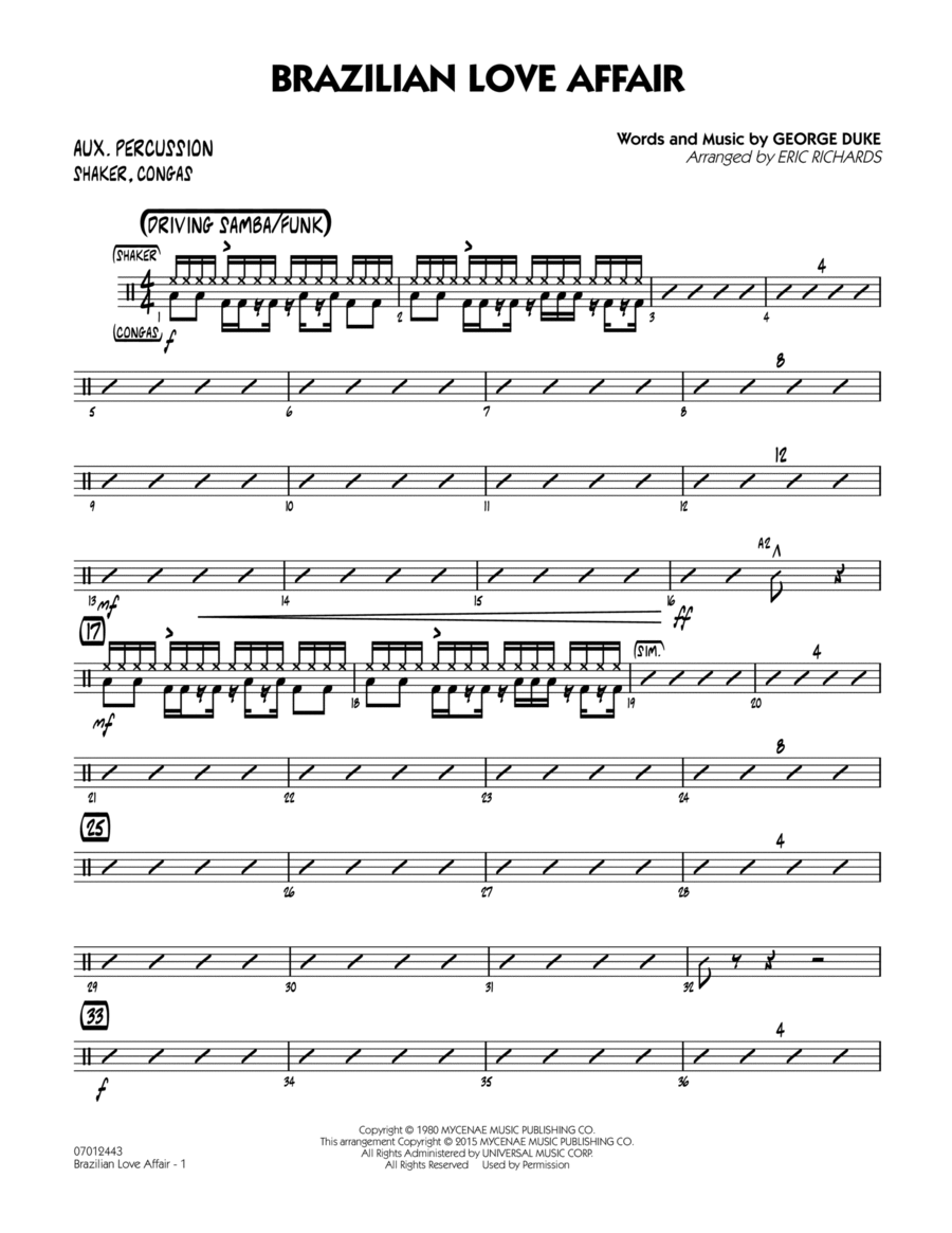 Brazilian Love Affair - Aux Percussion Percussion scores gallery preview page 1