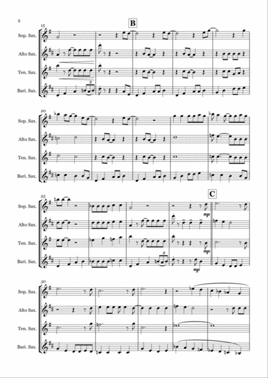 Crazy Little Thing Called Love Saxophone Quartet scores gallery preview page 2
