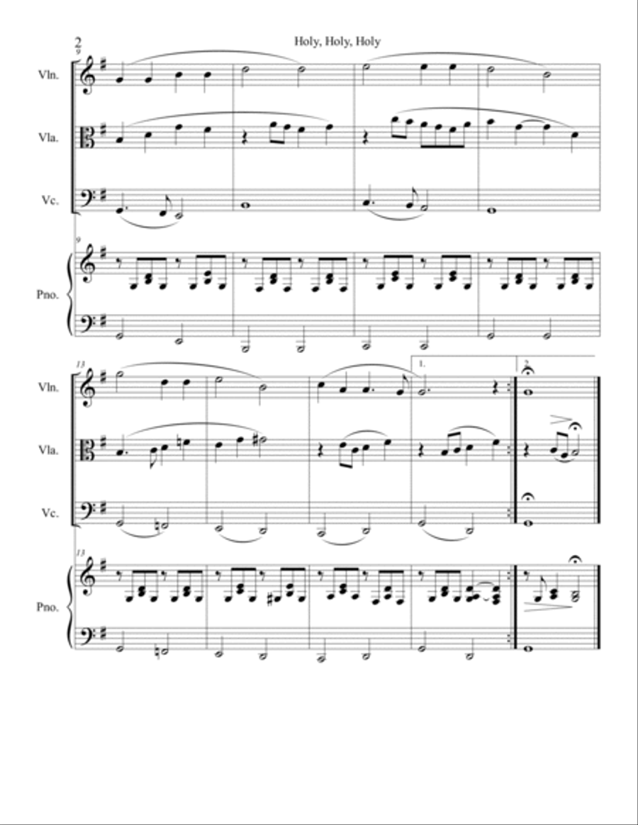 Holy, Holy, Holy for piano quartet Piano Quartet scores gallery preview page 2