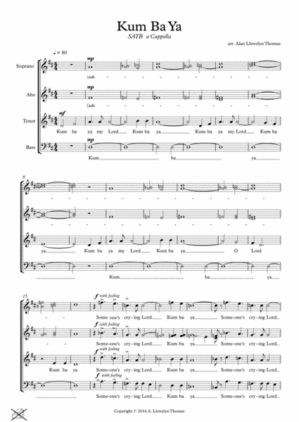 Kum Ba Ya - SATB, A Cappella Choir - Digital Sheet Music