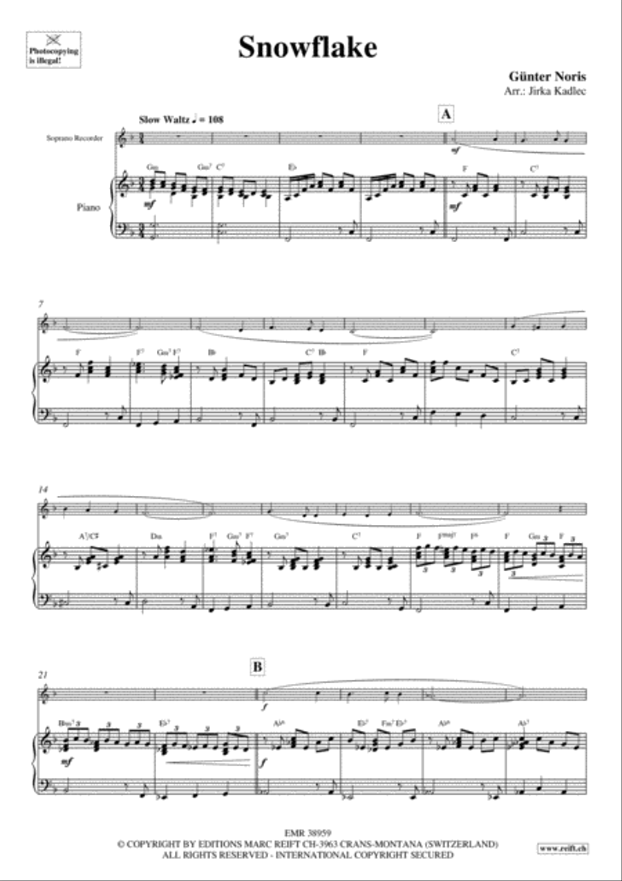 Snowflake Soprano Recorder scores gallery preview page 3