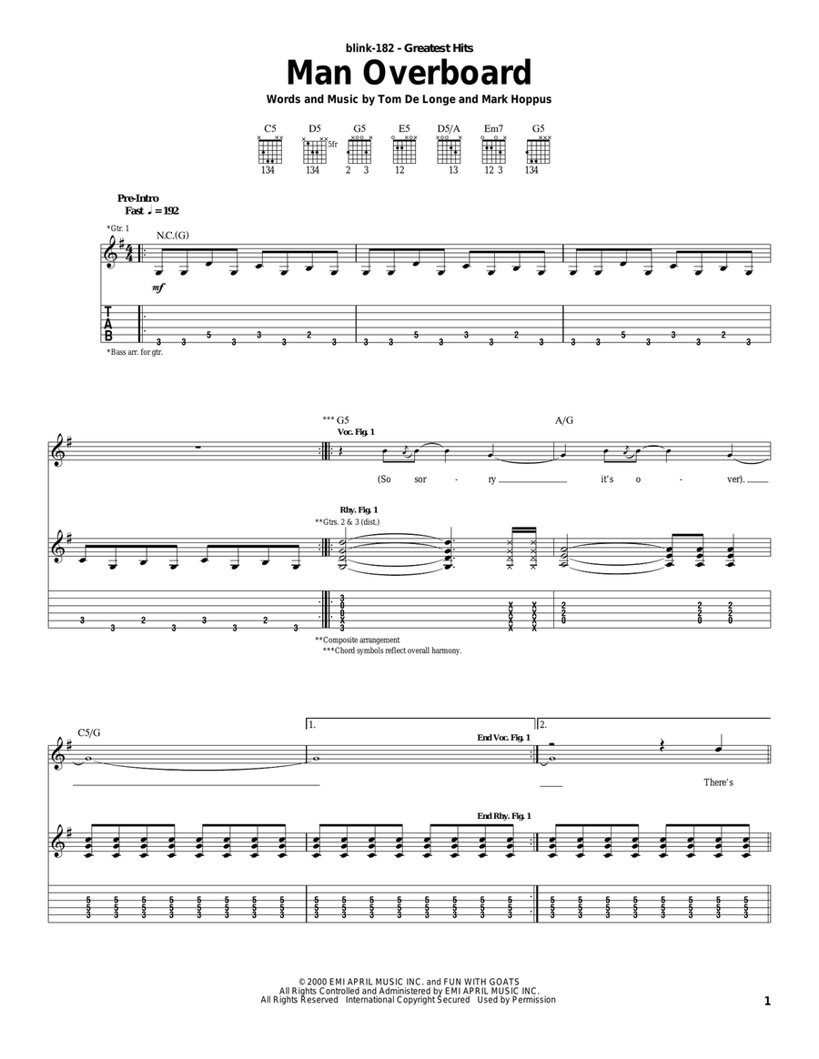 Man Overboard Acoustic Guitar scores gallery preview page 1