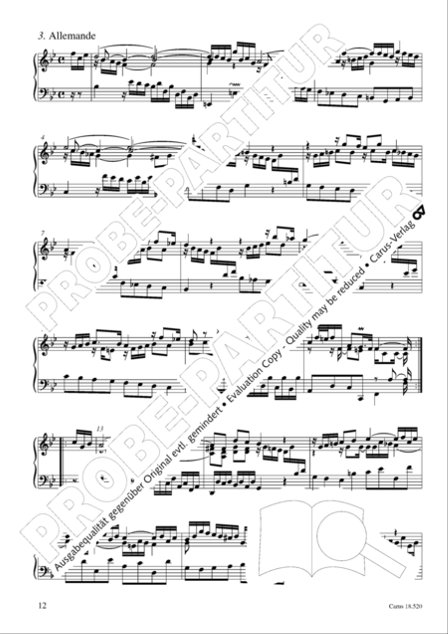 Partita in B flat Major Harpsichord scores gallery preview page 13