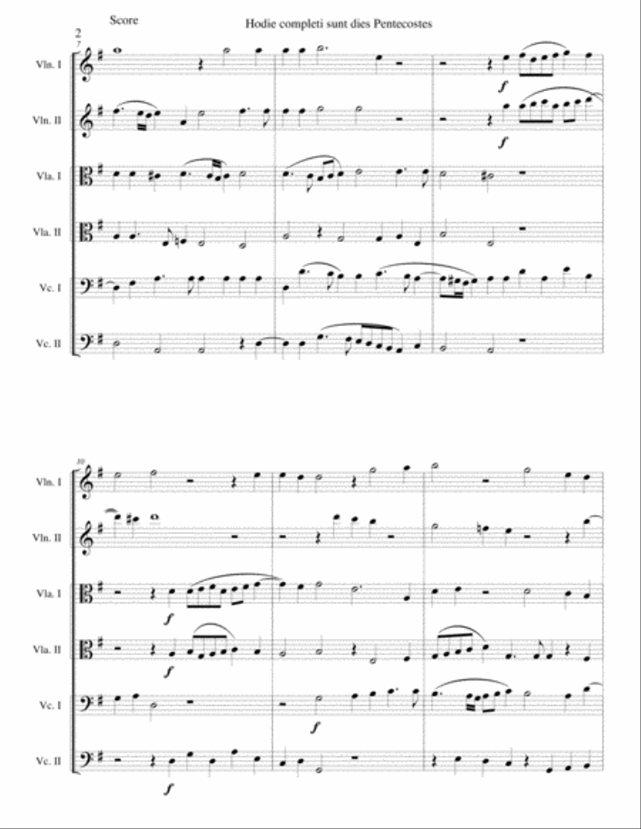 Hodie completi sunt by Orlando di Lasso for string sextet String Orchestra scores gallery preview page 2