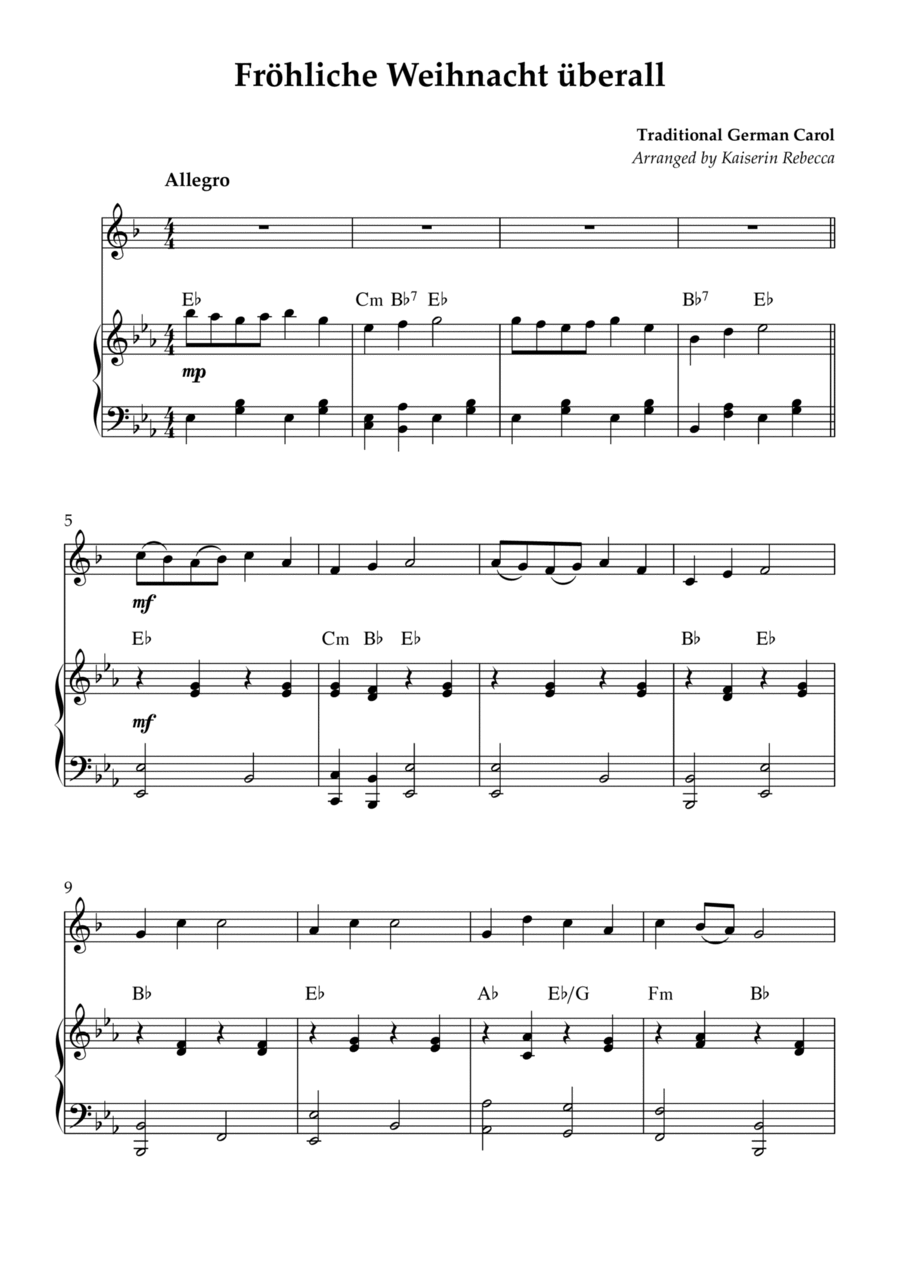 Fröhliche Weihnacht überall B-Flat Trumpet scores gallery preview page 1