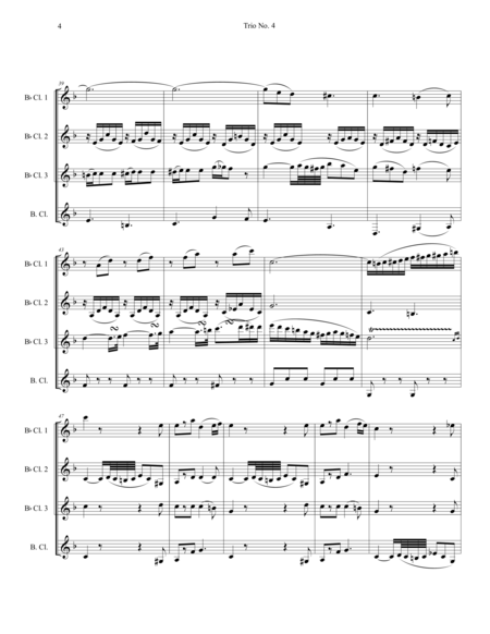 W. A. Mozart, Trio No.4, Kegelstatt Trio. Arranged for Clarinet Quartet