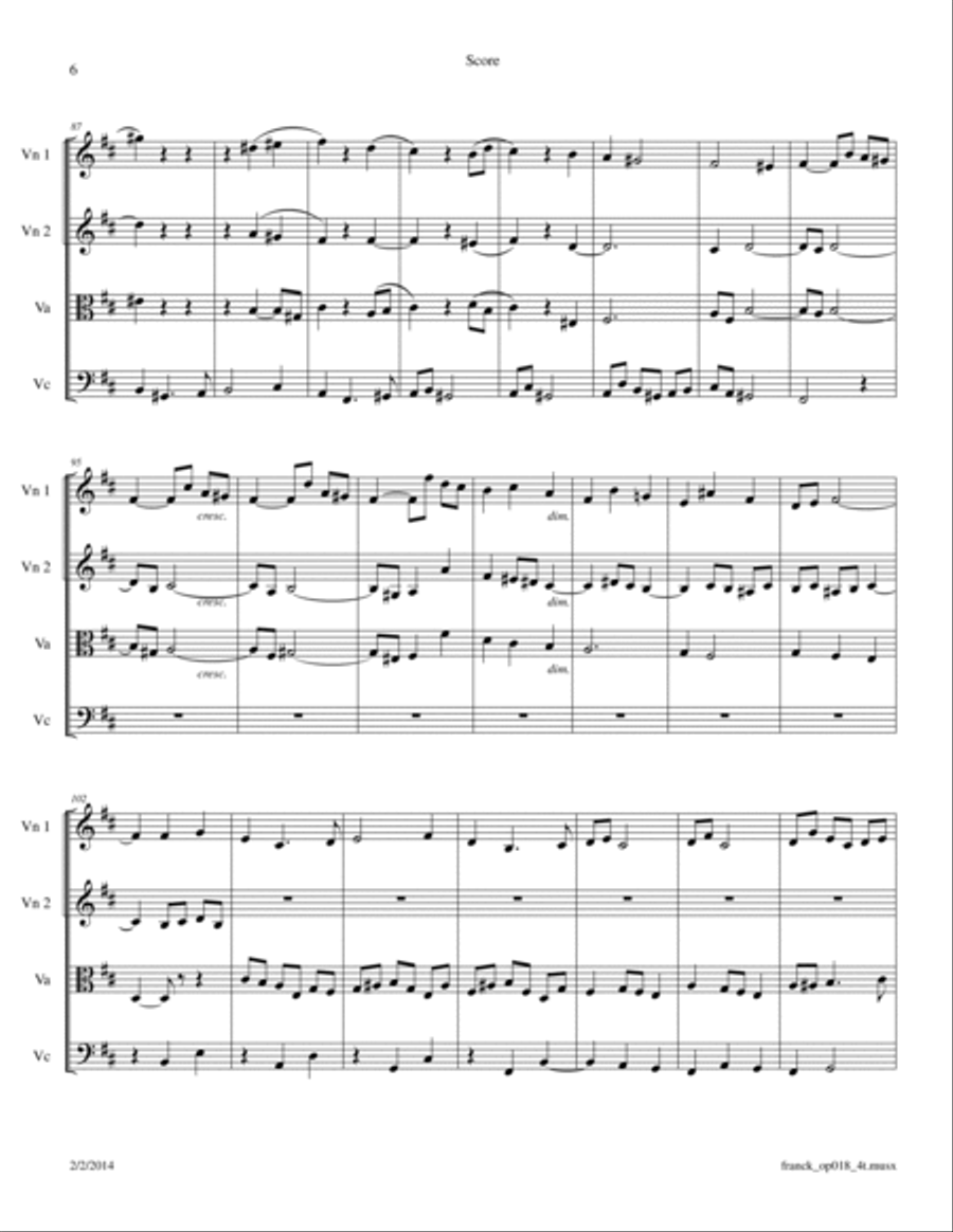 Franck: Prelude, Fugue and Variation Op. 18 for String Quartet String Quartet scores gallery preview page 6
