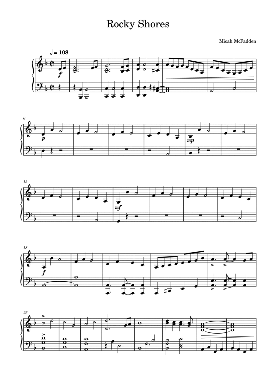 Rocky Shores Piano Solo scores gallery preview page 1