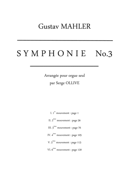 MAHLER / OLLIVE : Symphony No.3 for organ