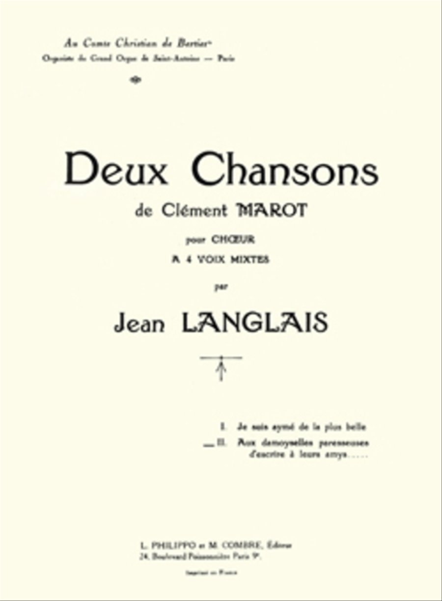 Chansons (2) Aux damoyselles paresseuses d'escrire a leurs amys... Choir scores gallery preview page 1