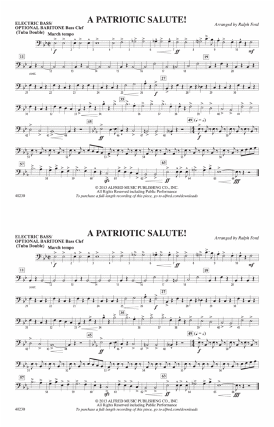A Patriotic Salute!: Electric Bass Marching Band scores gallery preview page 1