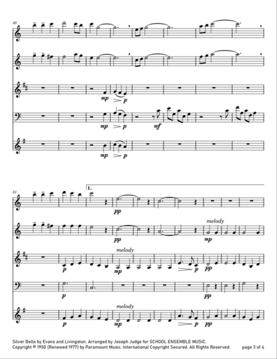 Silver Bells Woodwind Quartet scores gallery preview page 3