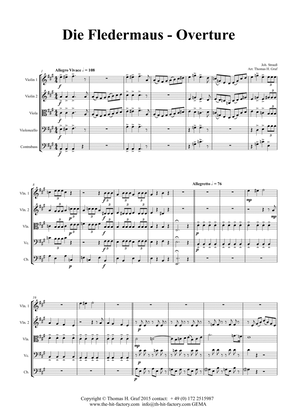 Book cover for Die Fledermaus - Overture Johann Strauss - String Quintet - A