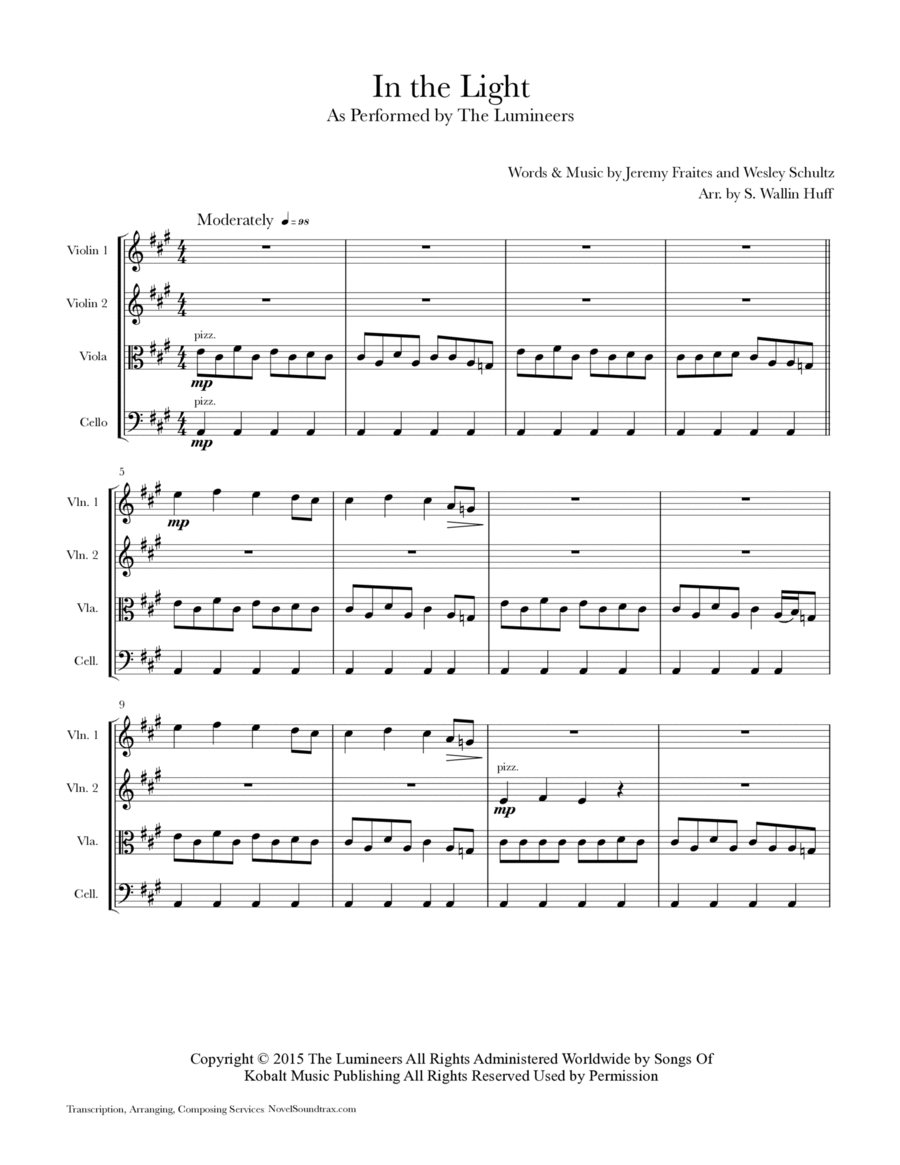 In The Light In The Light String Quartet scores gallery preview page 1