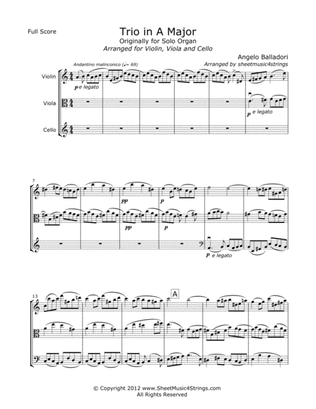 Book cover for Balladori, A. - Trio in A for Violin, Viola and Cello