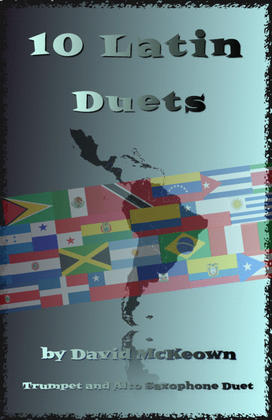 Book cover for 10 Latin Duets, for Trumpet and Alto Saxophone